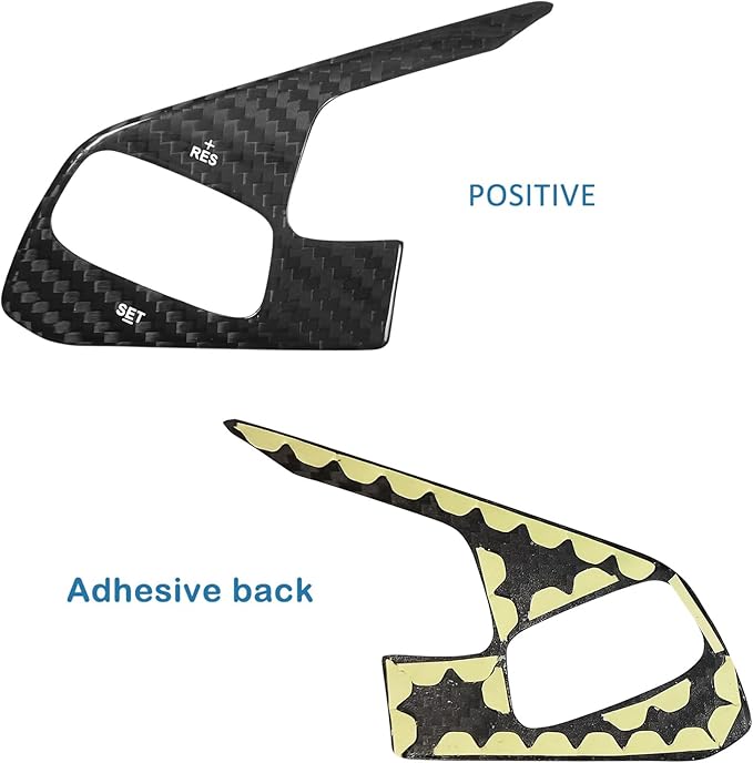 SUNJIKA Compatible with Real Carbon Fiber Steering Wheel Button Frame Cover Trim Interior Accessories For Corvette C8 2020-2024 (Black 2pc）