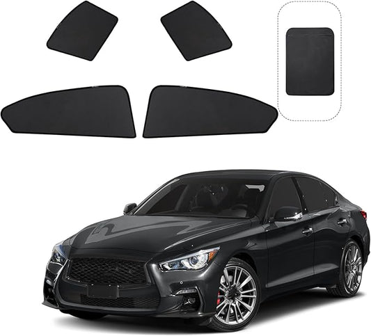 Front Side Half Window Shade Foldable Custom Fit for Infiniti Q50 2015-2019 Car Window Shades for Side Window Sun Shade UV Protection Heat Insulation for Camping Sleeping 4PCS