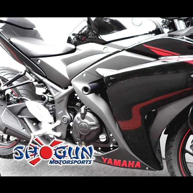 Shogun USA Made Yam YZF-R3 YZF R3 Also Fits ABS Models 2015 2016 2017 2018 Black Complete No Cut Frame Slider Kit Includes No Cut Frame Sliders Swing Arm Spools and Bar Ends - 755-6129