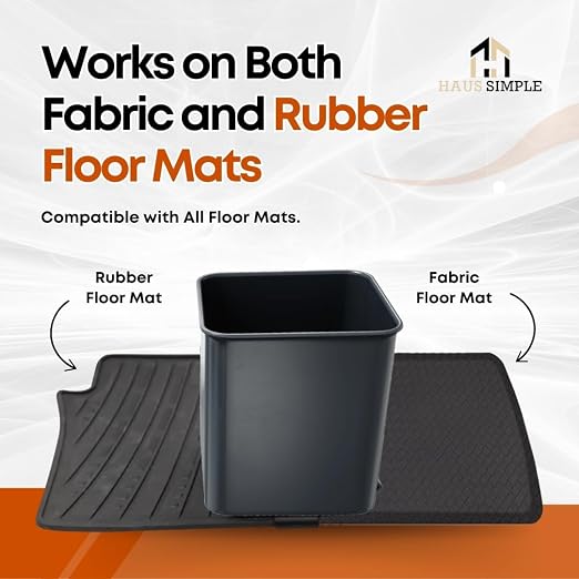 Car Trash Can Bundle – Includes Small Gray Trash Can with Cover + Anti-Slip Floor Mat Clip + 6 Boxes of 20 Leakproof Trash Bags (120 Total) – Waterproof, Covered Garbage Bin for Cars, Truck