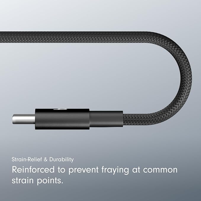 Beats USB-A to USB-C Woven Short Cable Fast Charging Durable/Tangle-Free Compatible Charger for Apple & Android Devices (8 in, 20 cm) - Bolt Black