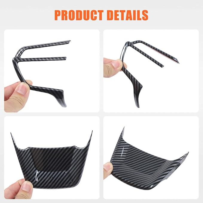 3Pcs Steering Wheel Glitter Ornament Modification Trim Cover Compatible with Toyota Grand Highlander 2024 2025 2026 Fit for 2024-2026 Grand Highlander ABS Accessories(Carbon Fiber)