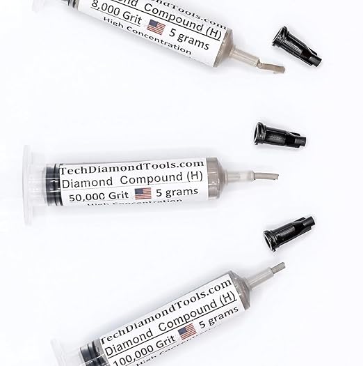 TechDiamondTools Kit of 3 Diamond Polishing Compound Polishing Paste USA Made 8000 50000 100000 Grit for Marble Glass Metal Rock Jewelry Resin Silver Gemstone with High Concentration of Diamond Powder
