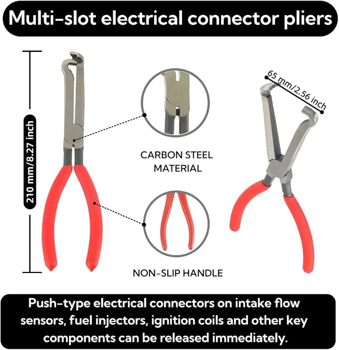 2 PCS Electrical Disconnect Pliers for Cars, Straight Automotive Electrical Connector Pliers and Electrical Connector Separator Tool