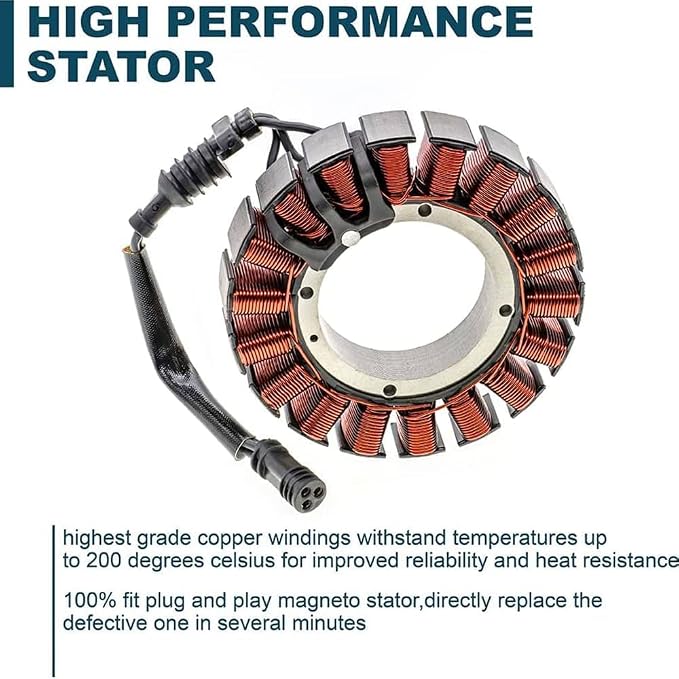 Replace 30017-08 30017-08A YINNCKE Magneto Ignition Stator Fits for Harley Davidson Dyna Low Rider Street Bob Super Glide Wide Glide Fatboy Heritage Softail Night Train 2007