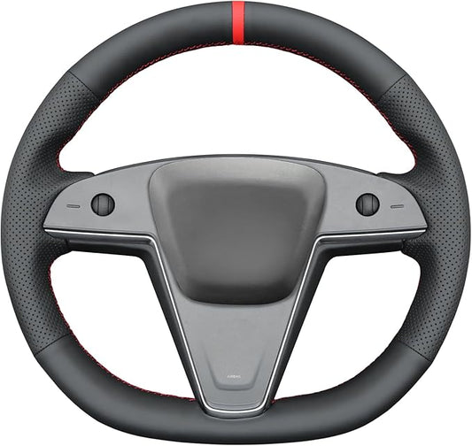 MEWANT Hand Stitched Tesla Model S(O-Shaped) Steering Wheel Cover Wrap for Tesla Model S 2021-2023 / Model X 2021-2023 Steering Wheel Accessories