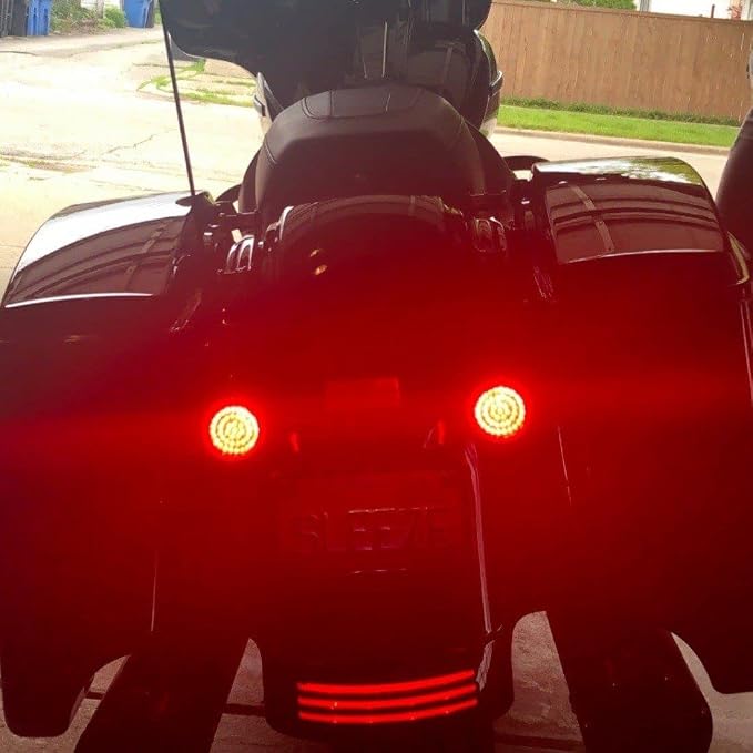 Eagle Lights 8748RTS-S-LR 2" Rear LED Turn Signals with Halo Running Lights and Brake Lights Compatible With Harley Davidson® Motorcycles - 1157 Base/Red/Add Smoked Lenses/Add Load Resistors