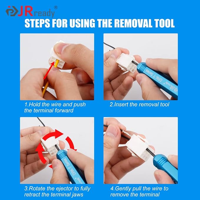JRready ST5252 Pin Removal Tools Kit for AMP/Molex .062" & 0.093" Pins and Socket Contact Connectors, Delphi Weatherpack/Molex Pin Extractor Tool kit 7PCS Size