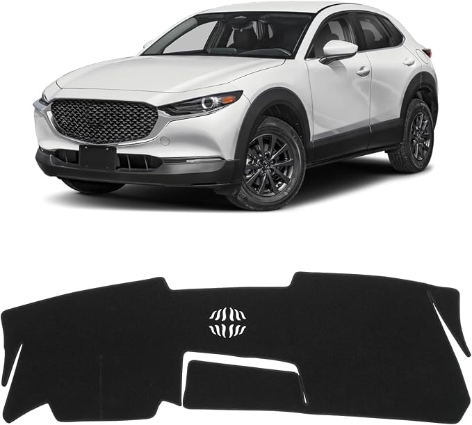 KUST Black Dash Cover for Mazda CX-30 CX30 2020-2024 2025 2026(Without HUD) Polyester Dashboard Cover Non-Slip Interior Accessories for CX30 Dash Mat Sunshade Windshield Glare