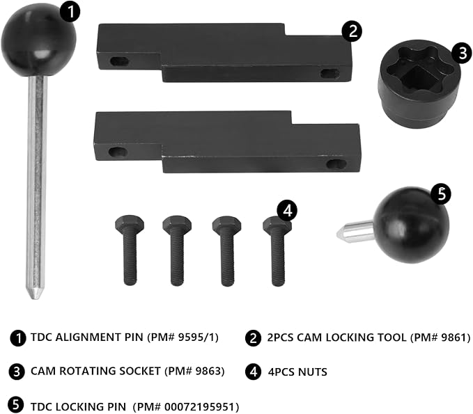DPTOOL Engine Camshaft Timing Locking Tool Kit Compatible with Porsche MACAN 3.0S 3.0DS 3.6L Turbo Cayenne Panamera 3.0T Engine Replace PM# 9595/1, 9861, 9863, 00072195951