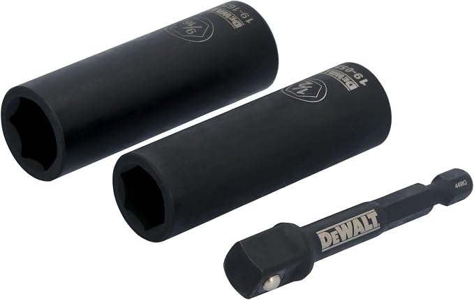 DEWALT 3/8 Deep Impact Socket Set, 3 Pcs Standard SAE Socket Set, 5/16 Inch to 3/4 Inch, Includes 1/4 inch Adapter (DWAFSFSET3)
