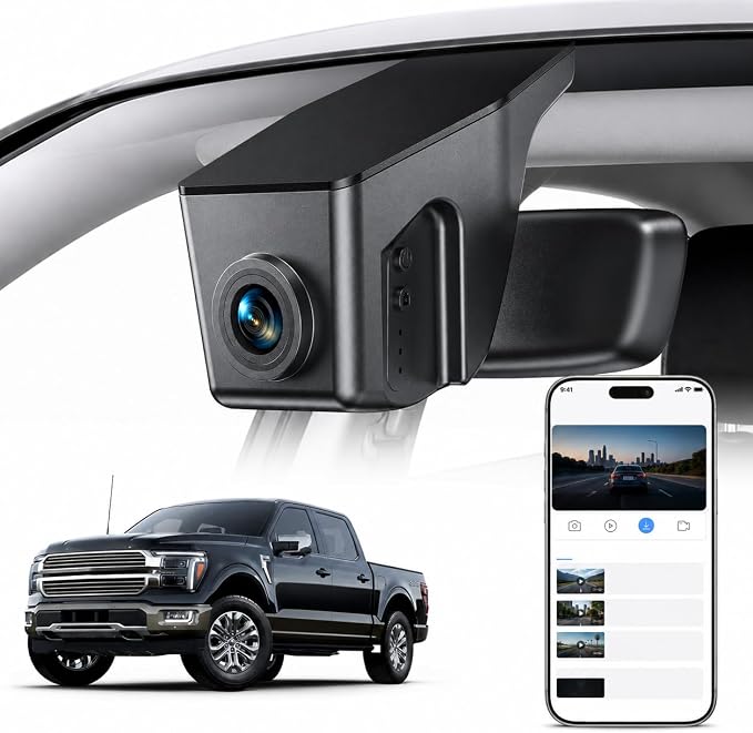 Ovaman 4K STARVIS 2 Dash Cam Custom Fit for Ford F150 F-150 F250 F-250 2013-2025,OEM Hidden Dash Camera,WiFi App, Loop Recording, G-Sensor, Parking Hardwire Kit Included,64GB Card