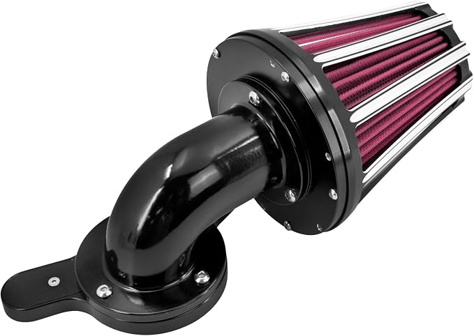 Air Cleaner Filter 90° Forward-Facing Intake Kit CNC Fit for Harley Touring Softail Dyna Sportster XL (Black Housing Red Element, B For Touring 00-07,Softail 00-15,Dyna 00-17)