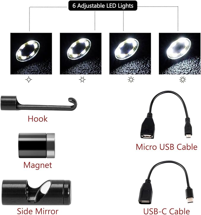 LAUNCH X-431 VSP-100 Endoscope Work with X-431 Tablet 5.5mm Ultra-Thin Digital HD USB Video Inspection Camera Multi-Angle Imaging One-Click Snapshot IP67 Waterproof Borescope Videoscope