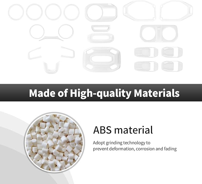 21PCS White Interior Trim Kits Fit for 2018-2023 Jeep Wrangler JL JLU & Gladiator JT 4Door Interior Decor Accessories Dashboard AC Headlight Switch Roof Speaker Inner Door Bowl Steering Button Frame