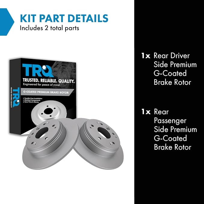 TRQ Rear Brake Rotor Set G Coated Solid Compatible with 2004-2008 Acura TL 2003-2011 Honda Element