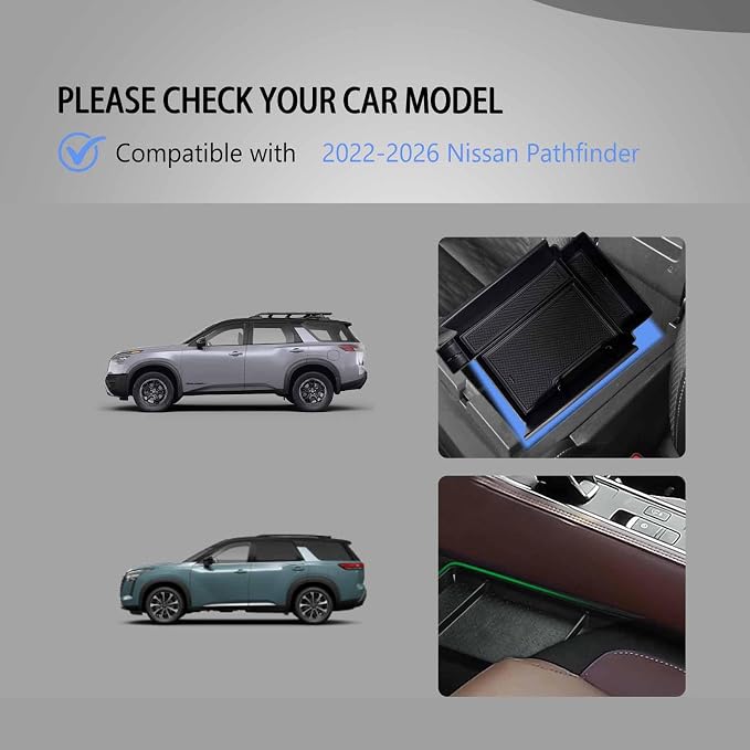 Center Console Organizer for 2025 2026 Nissan Pathfinder Armrest Box Organizer & Lower Organizer for 2023 2024 2025 2026 Pathfinder S/SV/SL/Rock Creek/Platinum Accessories (2-Pack