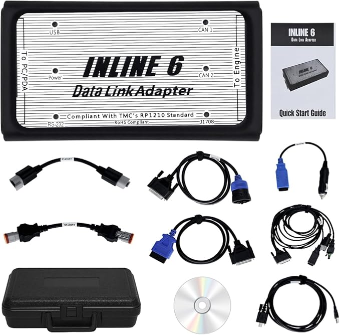 3165033 Inline 6 Data Link Adapter Diagnostic Tool with Instie 8.7 for Cummins Diesel Engine Komatsu Excavator Engine OBDII Scanner Tool 3165033