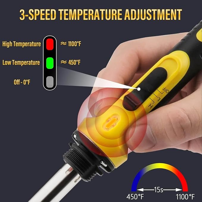 220W Plastic Welder, 1200PCS Staples 40PCS Rods Plastic Welding Kit, 5 in 1 Welding Tips Tape Sandpaper Wire Mesh Stand Metal Brush Screwdriver Welder Kit Bumper Repair Kit (Yellow)
