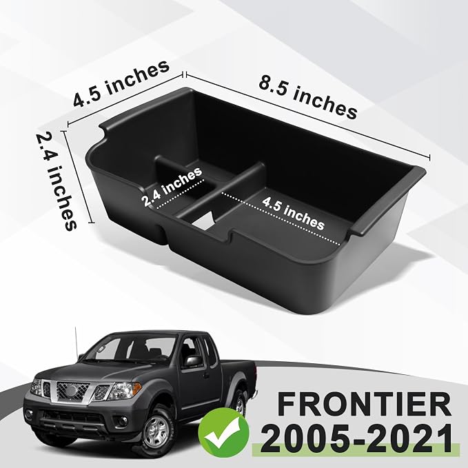Muslogy Center Console Organizer & Armrest Cover Compatible with 2005-2021 Nissan Frontier Middle Console Divider Storage Box Armrest Pad Cushion Regular Thick