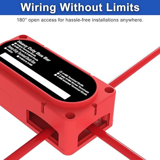 Heavy Duty Bus Bar 300A 12V Power Distribution Block with 5/16" (M8) 4-Posts Terminals Block with Cover for Automotive, Marine, Battery System (Black & Red)