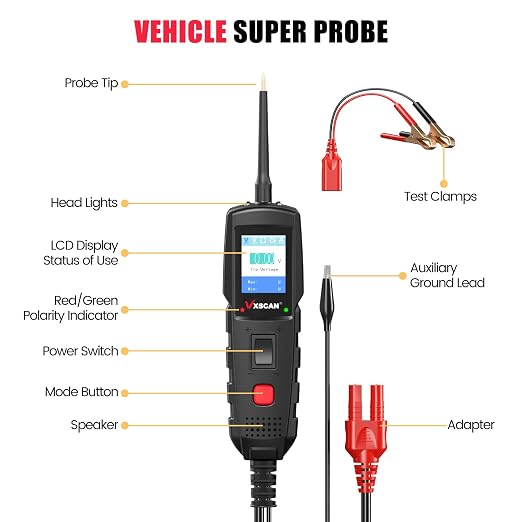 Automotive Power Circuit Probe Kit, Circuit Tester Breaker Finder Tool, 12/24V Short Open Breaker Circuit Finder Wire Tracer AC/DC Trailer Relay Fuse Test with 20FT Cord