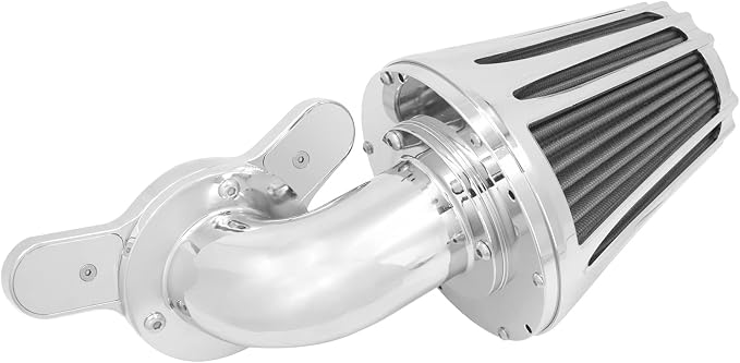 Motorcyle Air Cleaner Filter CNC 90° Forward-Facing Kit Fit for Harley Softail Touring Trike Sportster XL Dyna (Chrome Housing Grey Element, B For Touring 00-07,Softail 00-15,Dyna 00-17)