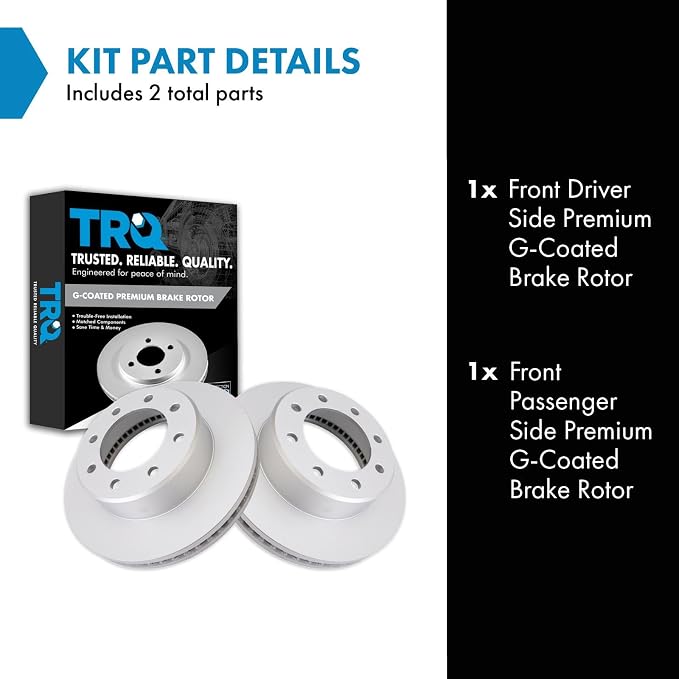 TRQ Front Brake Rotors Set Vented Premium G-Coated Compatible with 2009-2010 Dodge Ram 2500, 3500 2012 Ram 1500 2011-2022 2500 3500