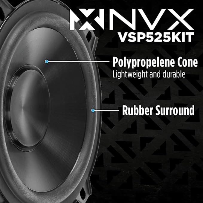 NVX VSP525KIT 750W Peak (250W RMS) 5.25" V-Series 2-Way Component Speaker System with 25mm Silk Dome Tweeters