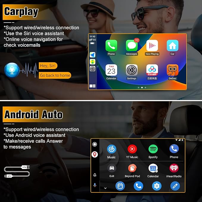 AWESAFE [2GB+64GB] Car Stereo for Jeep Wrangler JK 2007-2018 Dodge Ram 1500 2008-2012, Touch Screen Carplay Radio with WiFi GPS AM FM CarPlay Android Auto