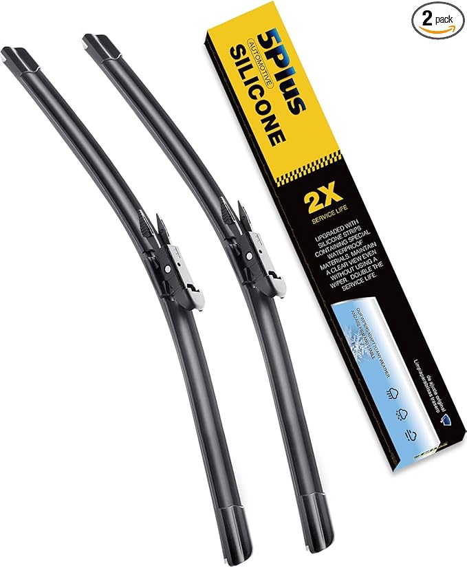 5 PLUS® Silicone Wiper Blades 26 20 Inch Replacement For 2019-2010 Ford Taurus/ 2012-2005 Toyota Avalon/ 2016-2009 Lincoln MKS, Automotive Replacement Windshield Wipers With Water Repellent