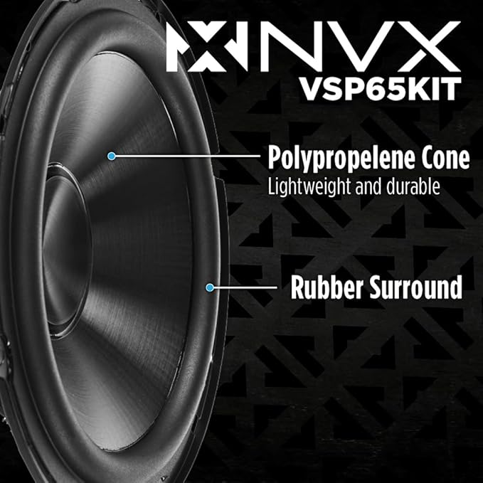 NVX VSP65KIT 750W Peak (250W RMS) 6.5" V-Series 2-Way Component Speaker System with 25mm Silk Dome Tweeters