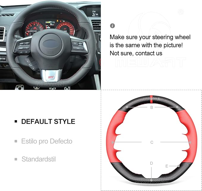 MEWANT Hand Stitched Matte Carbon Fiber Artificial Leather Steering Wheel Cover for Subaru WRX STI Levorg Steering Wrap