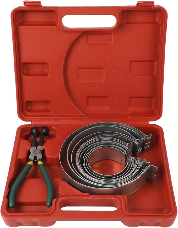 Automotive Piston Ring Compressor Tool, Car Engine Piston Ring Compressor Pliers Set with 14 pcs Piston Rings & with 1 Pliers Repair Tool Kit for Car Truck Auto Engine
