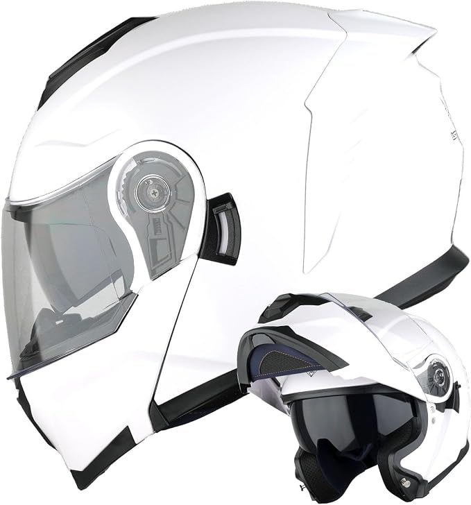 1Storm Motorcycle Street Bike Modular/Flip up Dual Visor Sun Shield Full Face Helmet HJK920