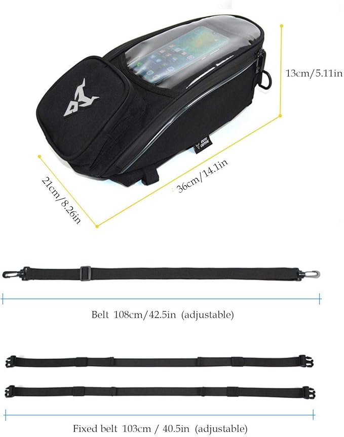 Naysku Motorcycle Tank Bag, 7Inch Touch Screen Motorcycle Bag Fuel Tank Magnetic Bag, Water-Repellent, Large Capacity and Multiple Compartments, for Outdoor Activities