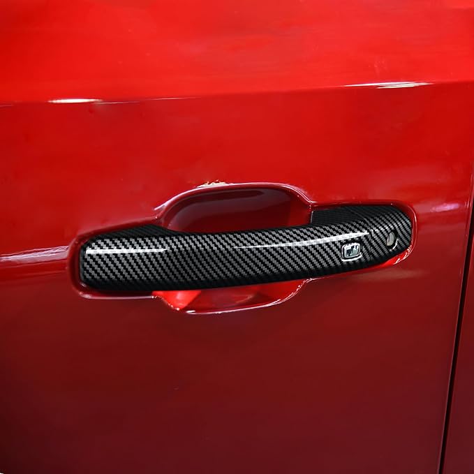 Car ABS Exterior Side Door Handles Decoration Trim Cover Accessories for Chevy Colorado/GMC Canyon 2023 2024 2025 (Carbon Fiber Style)