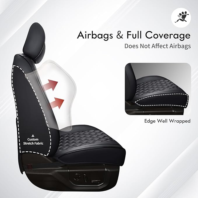 Huidasource 2018-2026 Wrangler Seat Covers 4 Door, Waterproof Leather Wrangler Seat Cover Full Set, Custom Fit for Jeep Wrangler JL 4-Door, Without Rear Cupholder (Full Set/Pure Black)