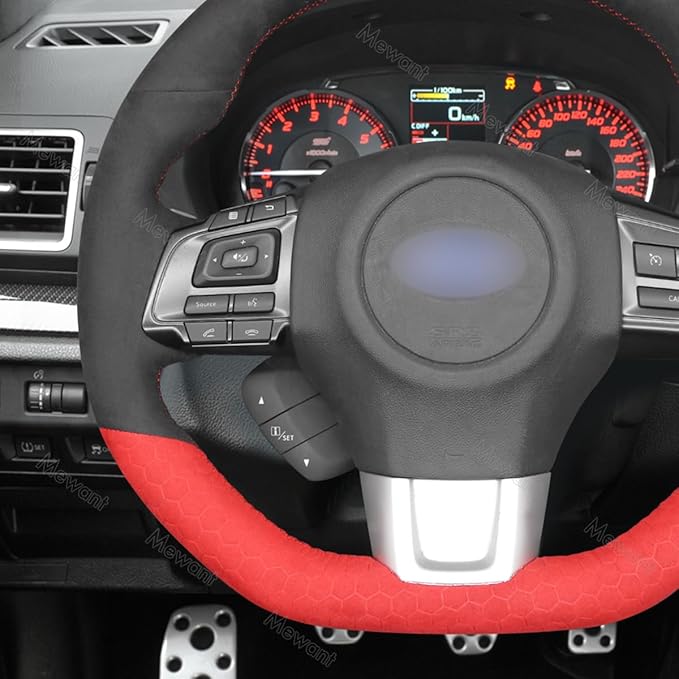 MEWANT Hand Stitched Car Steering Wheel Protector Wrap Cover for Subaru WRX 2015-2021 / WRX STI 2015-2021 Steering Wheel Cover Accessories