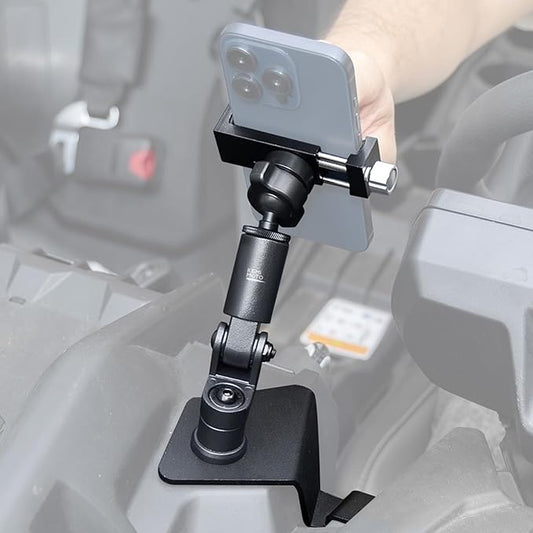 KEMIMOTO X3 Phone Mount, CNC Aluminum Dashboard 360° Adjustable Cell Phone Holder, Compatible with Can-Am Maverick X3 and MAX Models, Mobile Phones Stand