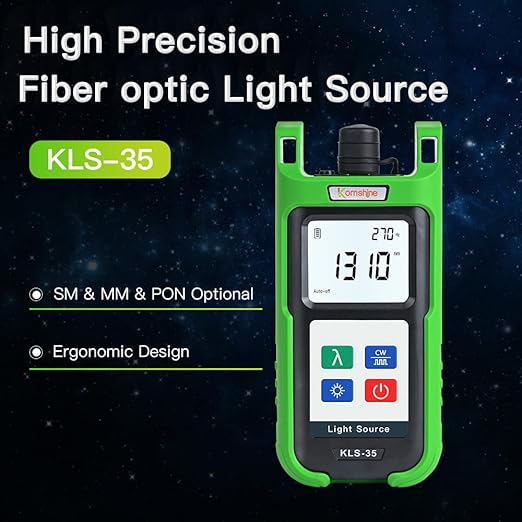 Optic Fiber Power Meter KomShine KPM-35 w/ 7 Wavelengths 850 980 1300 1310 1550 1625nm + Optical Fiber Singlemode Light Source KLS-35 1310/1550nm Support Self Calibration