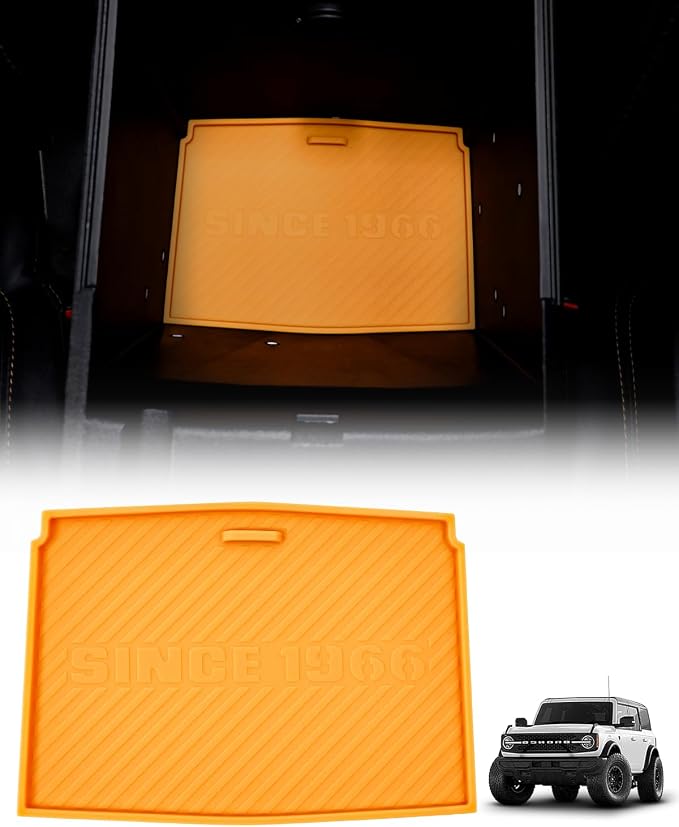 ROADER Bronco Armrest Box Bottom Anti-Slip Mat Fit for 2021-2024 Ford Bronco 2/4 Door Interior Accessories, Arm Rest Box Silicone Protective Pad, Waterproof Safe Environmentally Friendly-Orange