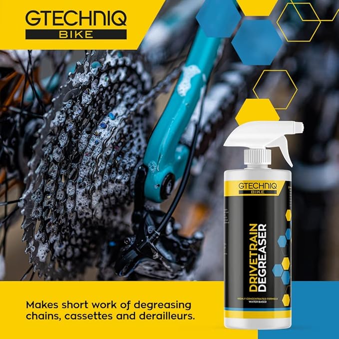 Gtechniq Bike Drivetrain Degreaser, 17 fl oz | Fast Acting Cleaner for Chains, Cassettes and Derailleurs,, Water-Based Surface-Friendly Formula, Easy Spray-On Application, Biodegradable