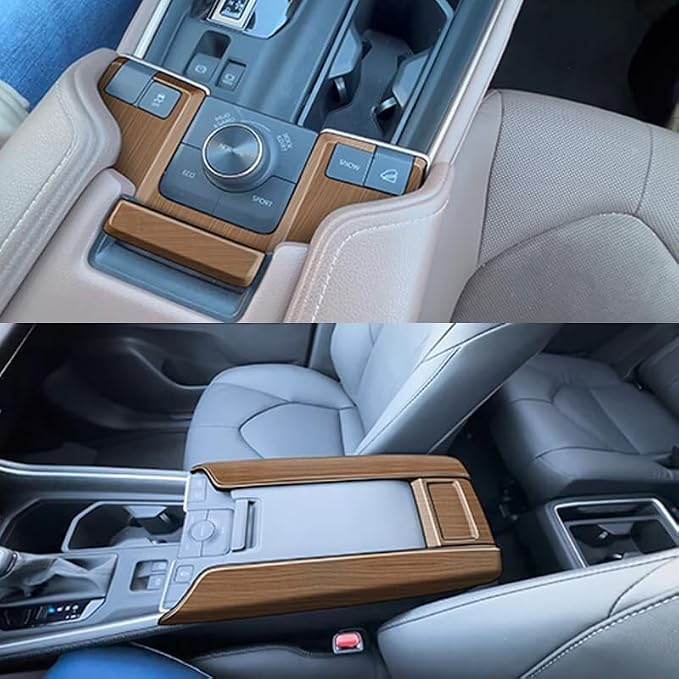 Armrest Box Panel Cover Interior Modifications Compatible with Toyota Grand Highlander 2024 2025 2026 Fit for 2024-2026 Grand Highlander ABS Accessories(Wood Grain)