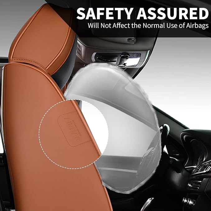 FLORICH Seat Cover Full Set Brown Seat Covers Waterproof Car Seat Cushion Leather Automotive Seat Covers Car Seat Protector Universal Fit for Most Cars Trucks SUV, Brown&Black