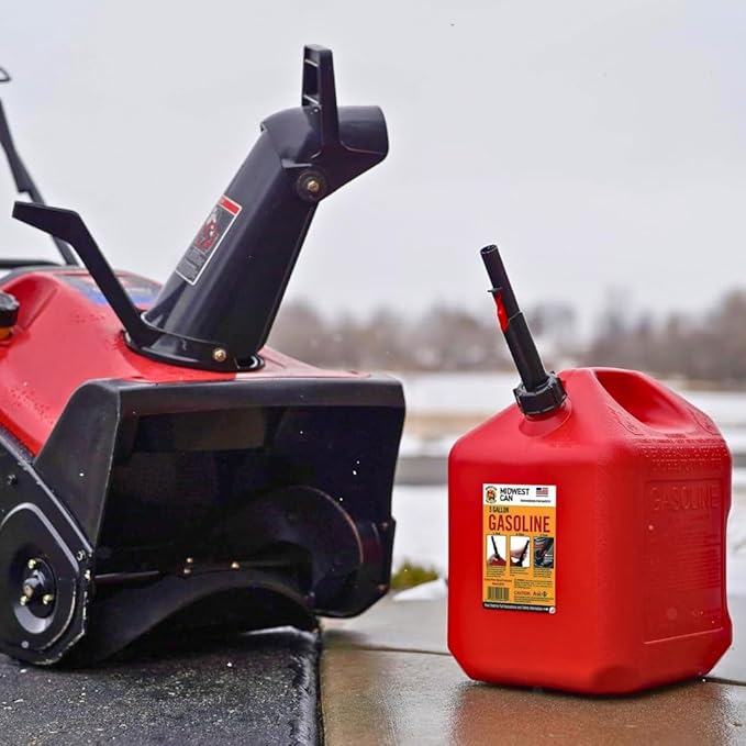 Midwest Can Company 5610 5 Gallon Gas Can Fuel Container Jugs w/Spout (2 Pack)