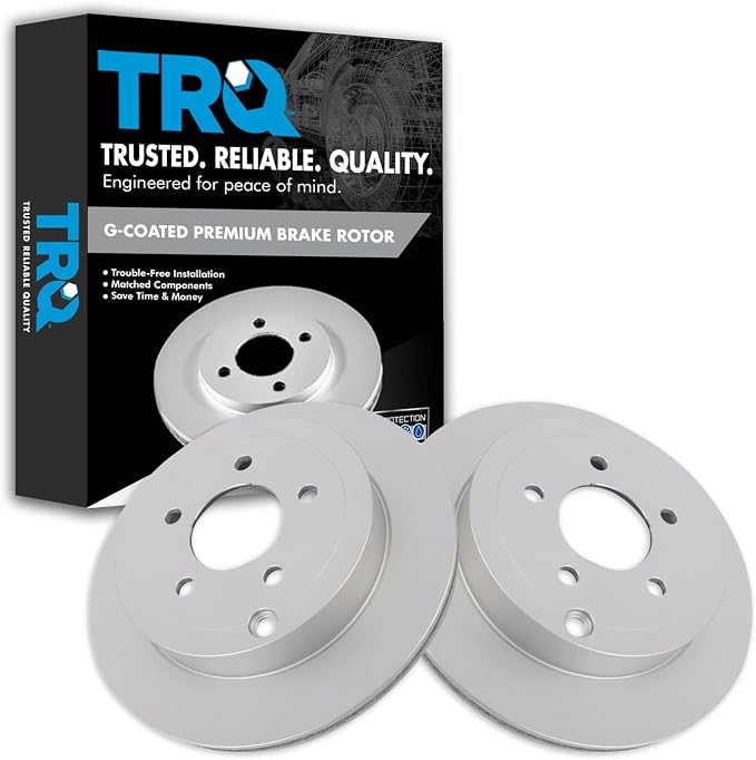 TRQ Rear Brake Rotor Set G Coated Vented Compatible with 2007-2010 Ford Edge 2007-2010 Lincoln MKX