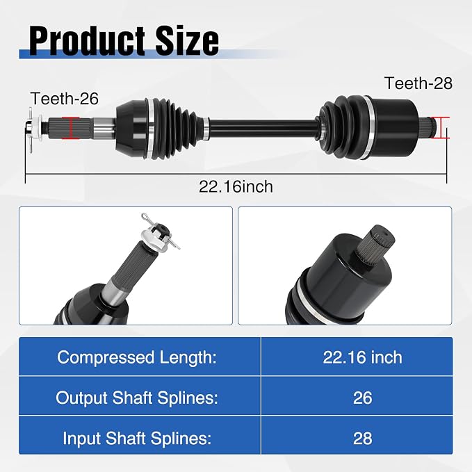 Frokom Rear CV Axle Drive Shaft for Polaris Sportsman 450/570 4X4 2018 2019 2020 2021 2022 2023 2024 2025, Fits HO EPS & X2 Models, OEM 1333677