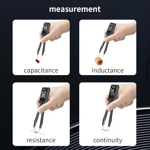 10KHz LCR Meter Tweezer Digital Smart SMD Tester Mini ESR Meter, Capacitance Inductance Continuity Resistor Voltage Diode Tester 9999 Count Electronic Component Analyze Portable Tools
