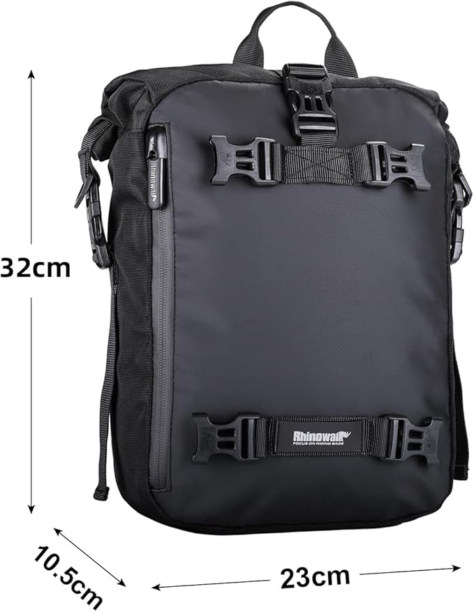 Waterproof Motorcycle Tail Bag 10L Motorbike Rear Rack Storage Bag Saddle Pannier for Touring Adventure Commuting Black
